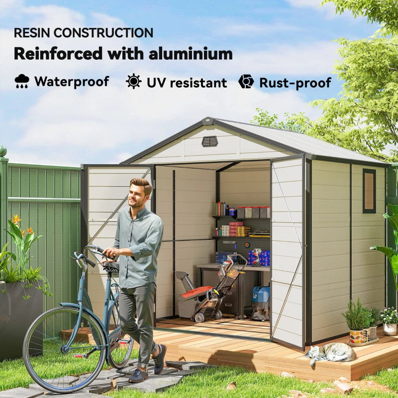 Cream White 7.9ft x 6.2ft Aluminium Frame and Plastic Walled Shed