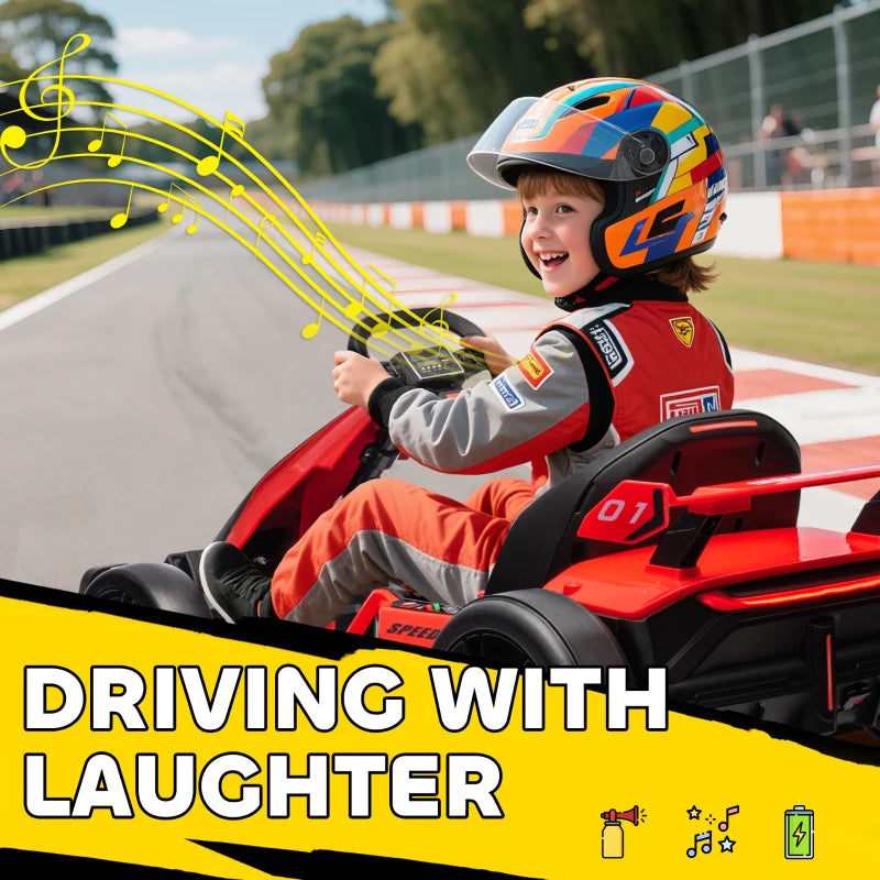 24V Electric Go Kart for Kids Adjustable Seat Fun Ride for Ages 6-12 Red