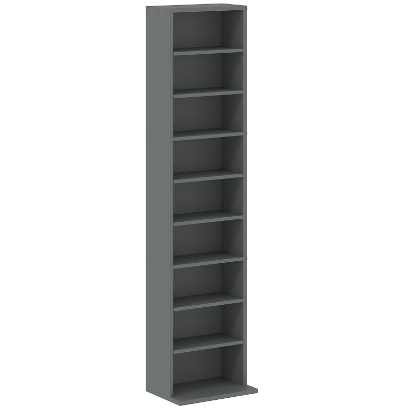 260 Narrow CD Storage Unit - Stylish Grey Organizer for CDs, DVDs & Media - Space-Saving Design for Home & Office