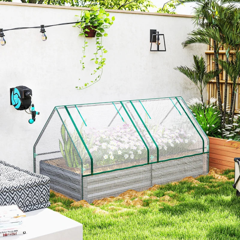 Metal Planter Box with Greenhouse Cover for Herbs