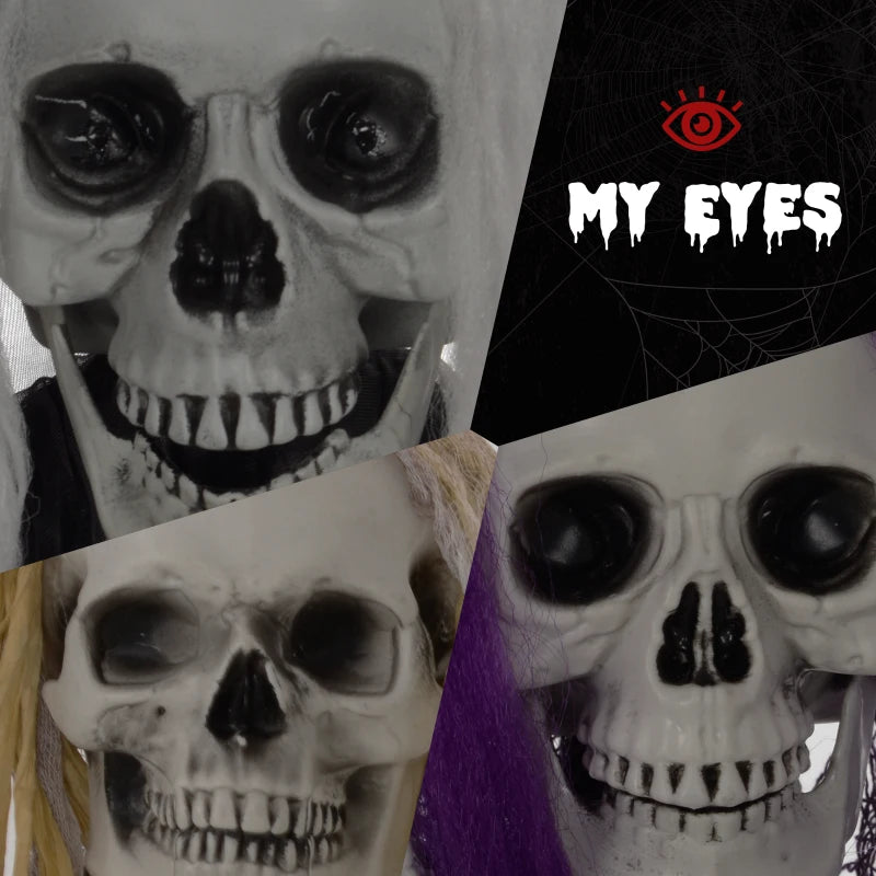 Set of 3 Hanging Skeleton Halloween Decorations - Scary Flying Ghosts for Garden & Party - 90/110/170cm Sizes