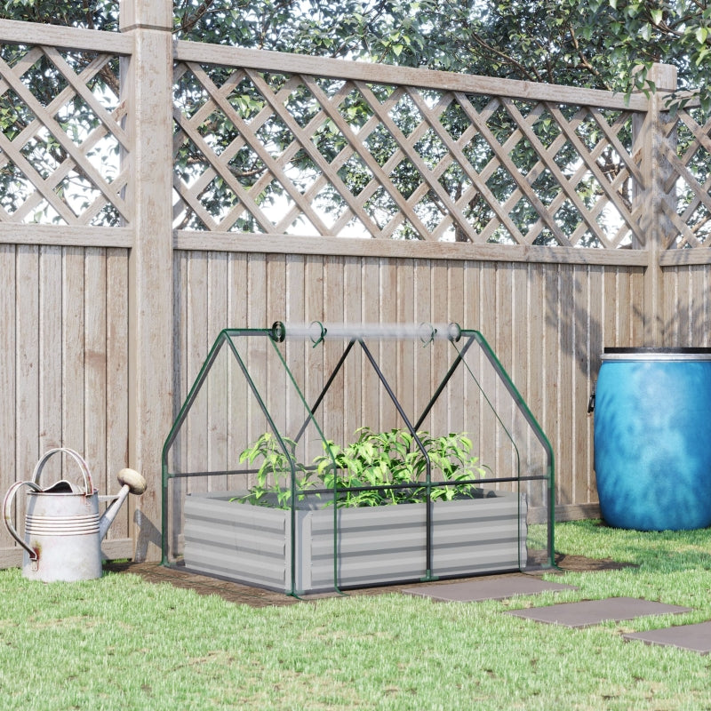 Green Steel Raised Garden Bed with Clear Cover, 127L x 95W x 92H cm
