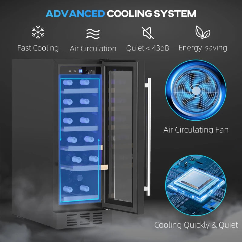 19-Bottle Wooden Wine Rack Fridge - Black, 5-18 Temperature Control, Perfect for Home Wine Storage & Display