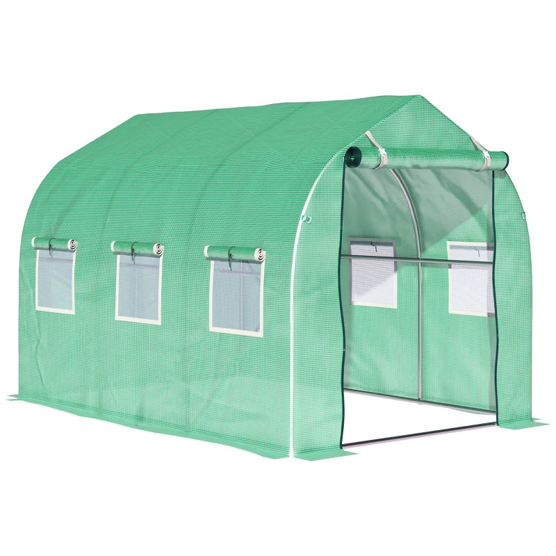 Green Walk-In Garden Poly Greenhouse (3x2m)