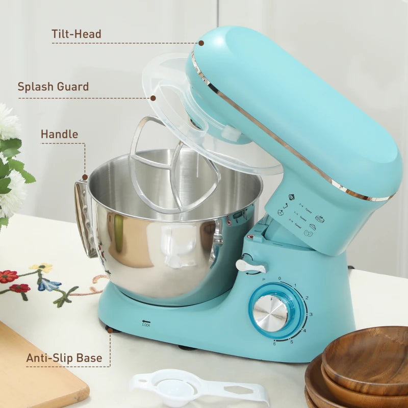 1300W Blue Kitchen Stand Mixer with Accessories - Powerful, Versatile, Perfect for Baking and Cooking