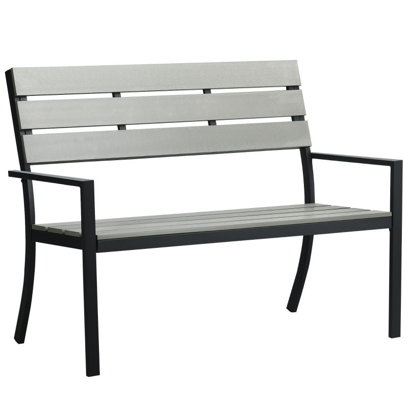 Grey Steel Frame 2 Seater Outdoor Garden Bench