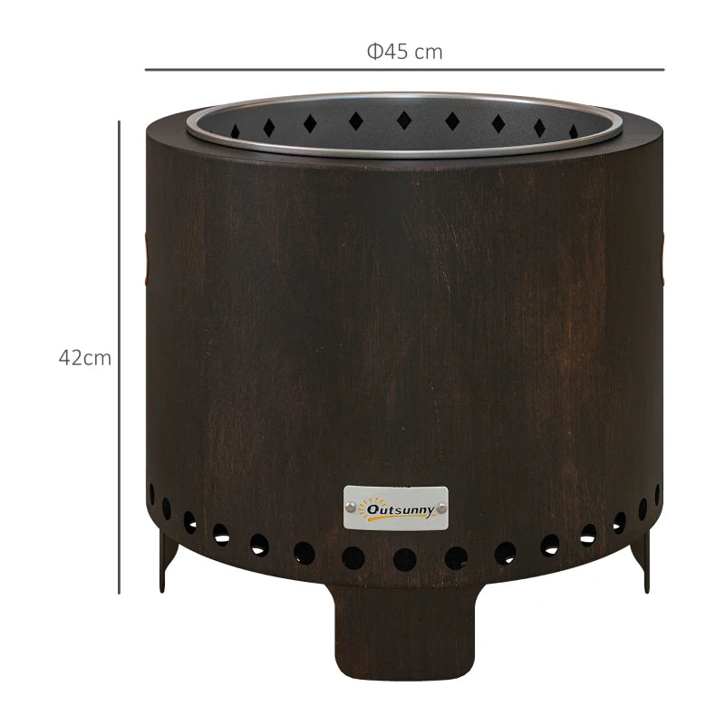 Metal Wood-Burning Smokeless Fire Pit - Stylish Black Outdoor Fire Pit for Backyard Gatherings and Cozy Evenings