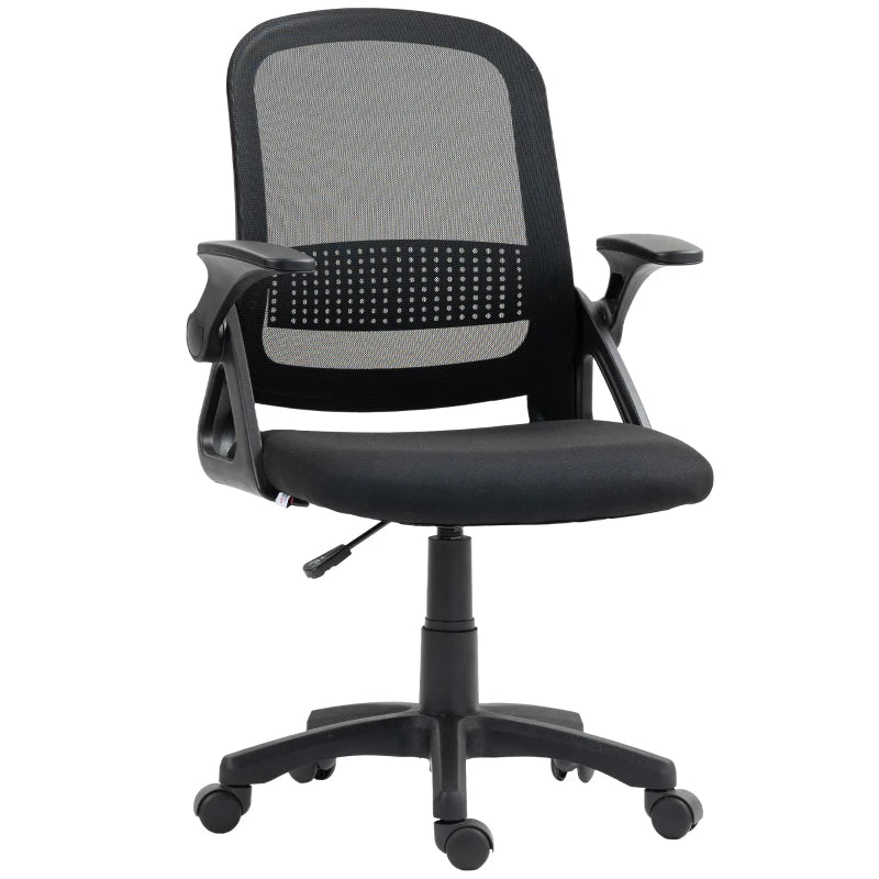 Breathable Mesh Ergonomic Office Chair with Flip-up Armrests and Lumbar Support for Home and Office Black