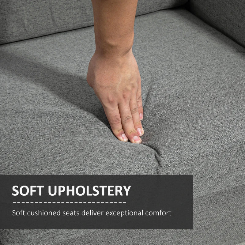 Modern Compact Loveseat Sofa for Living Room with Wooden Legs and Armrests in Grey