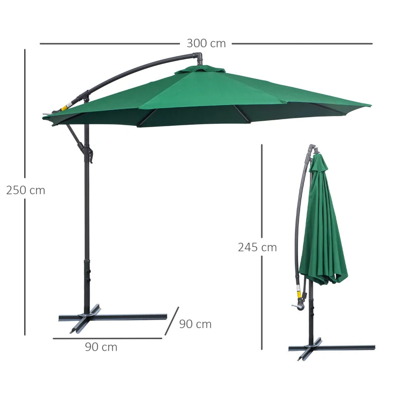 Green 3m Hanging Banana Parasol