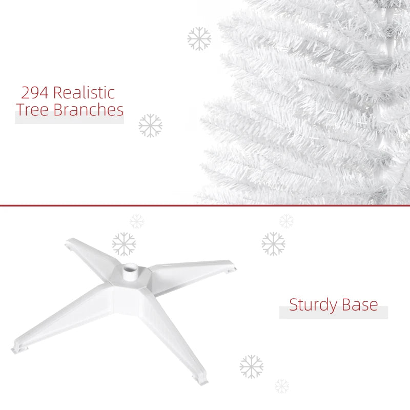 5ft Unlit Pencil Slim Artificial Christmas Tree - Realistic White Branches & Sturdy Stand for Holiday Decor