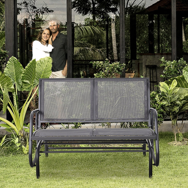 Grey 2-Person Outdoor Glider Bench Loveseat