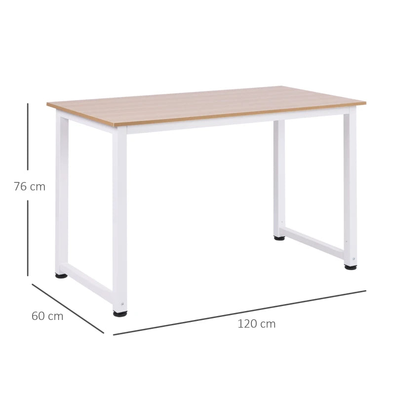 Modern White Computer Desk 120x60cm - Stylish Writing Table Workstation for Home Office & Study with Metal Frame, Easy Assembly