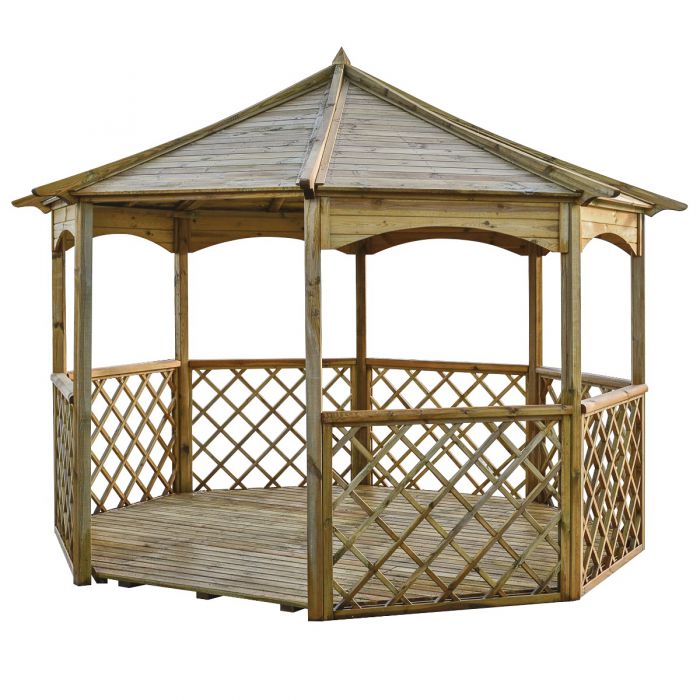 Octagonal Wooden Gazebo With Half Trellis Panels