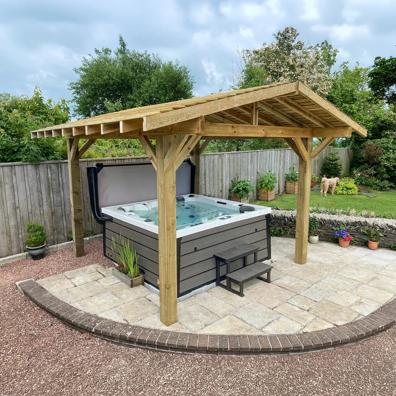 Ruby Wooden Apex Gazebo with Cedar Featheredge Roof – With Overhang Design