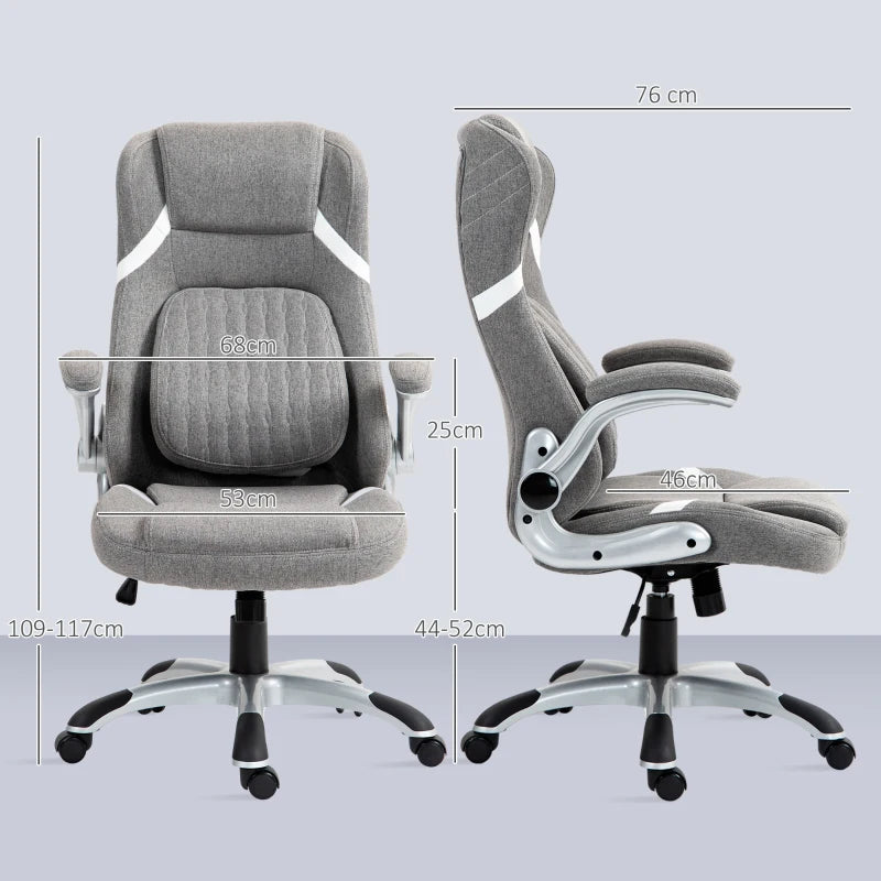 Vinsetto Adjustable Height Linen-Look Office Chair - Stylish Grey Ergonomic Design for Home & Office Comfort