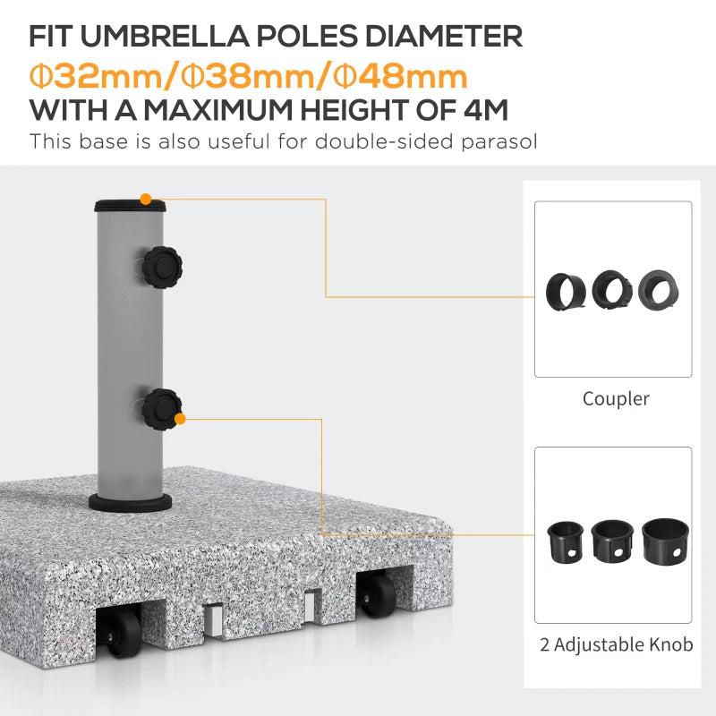 Grey Granite Umbrella Base with Wheels - 28kg Heavy Duty Stand