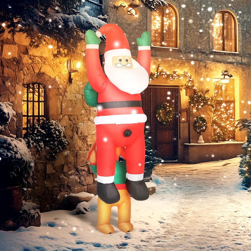 7FT Inflatable Santa with Dog - LED Christmas Decoration for Indoor & Outdoor Holiday Home Decor