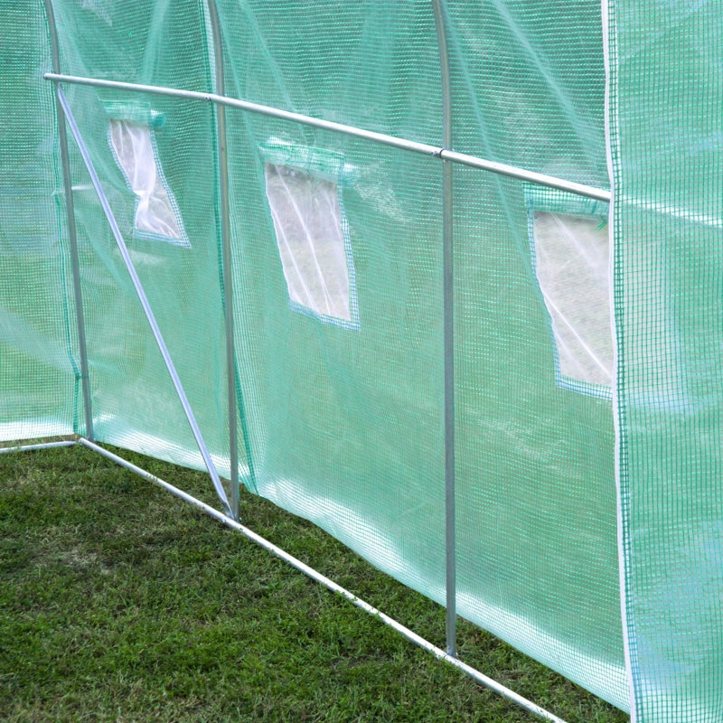 Green Garden Tunnel Greenhouse with Roll-Up Door, 3x2M