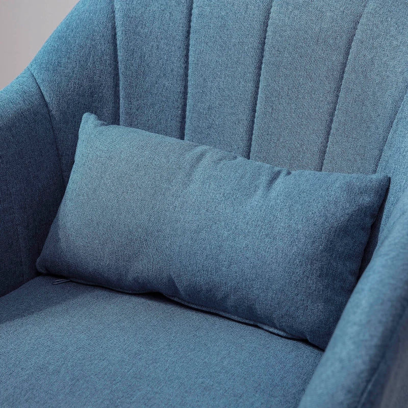 Contemporary Swivel Linen Fabric Accent Chair with Adjustable Height and Lumbar Support for Living Room or Office