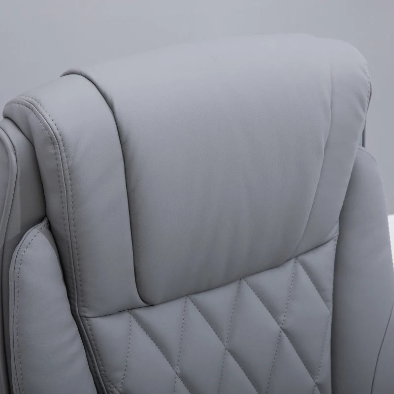 Vinsetto Grey Faux Leather Executive Swivel Office Chair - Ergonomic Design, Adjustable Height, Modern Comfort for Home & Office