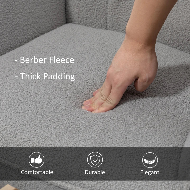 Berber Fleece Nursery Glider Rocker for Nursing, Wingback Rocking Chair in Light Grey for Living Room