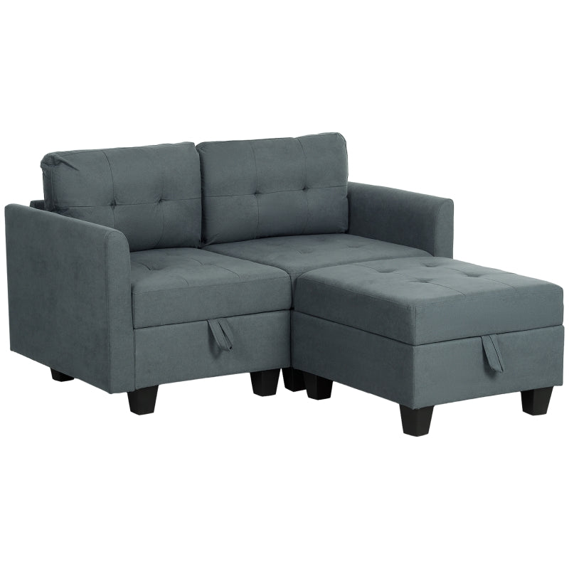 Dark Grey 'L' Shape Modular Storage Sofa for Stylish Living Room Organisation