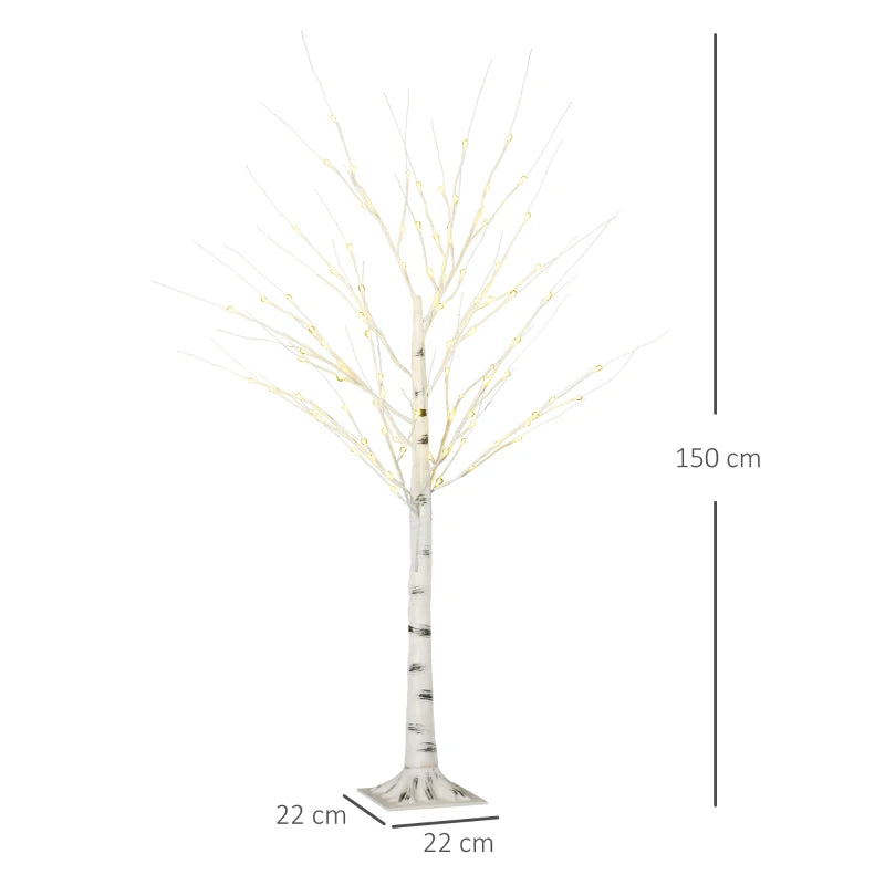 5ft Pre-Lit Artificial White Birch Tree with Warm White LED Lights - Indoor & Outdoor Decorative Lighting