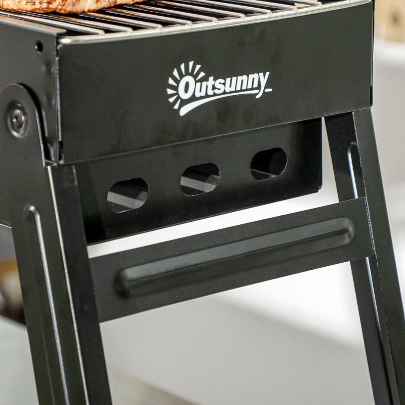 Portable Foldable Charcoal Grill - Compact Black BBQ for Outdoor Cooking and Camping
