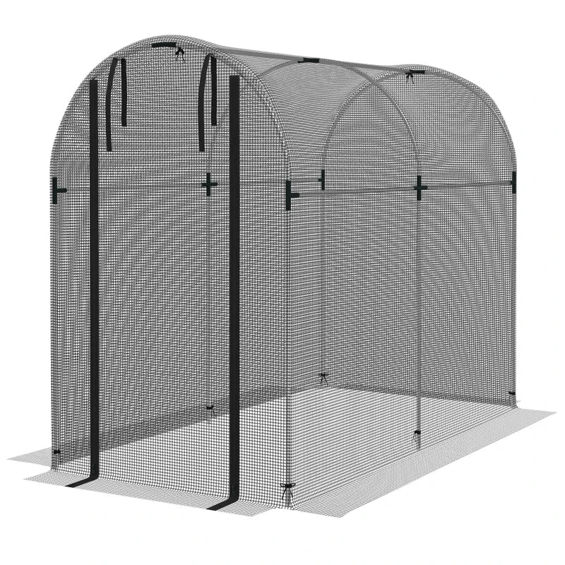 Black Steel Fruit Cage Plant Protection Tent with Zipped Door, 1.2 x 2.4 x 1.9m