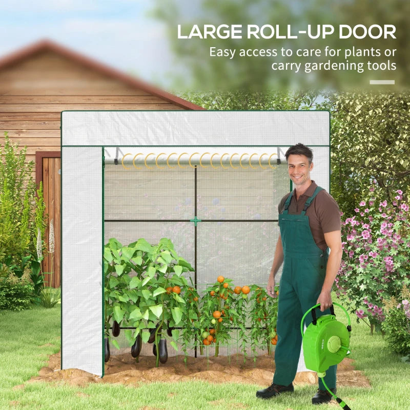 Green Walk-in Outdoor Greenhouse Cover, White PE Material