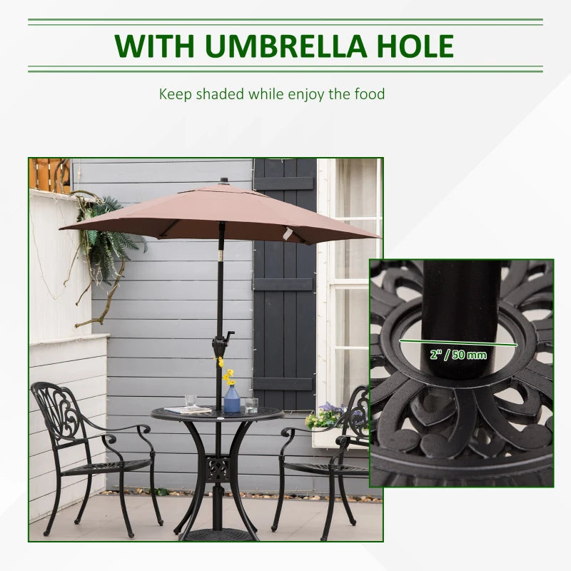 Black Round Outdoor Dining Table with Parasol Hole - 78cm