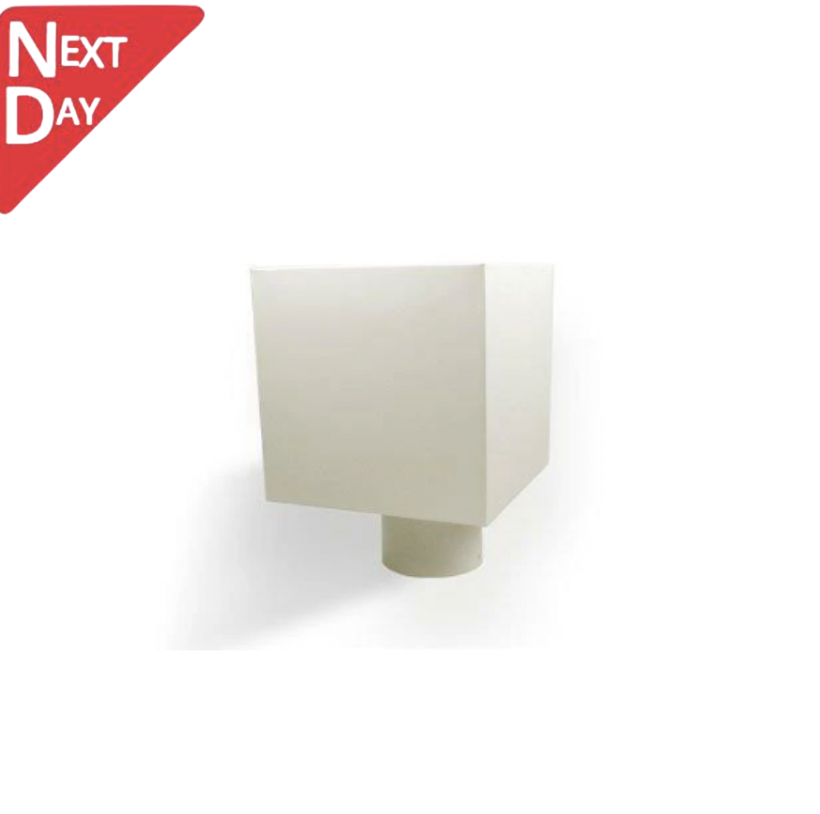 Grey WhiteCoated Galvanised Steel Plain Box Hopper Head 200w x 200d x 200h with 80mm Outlet