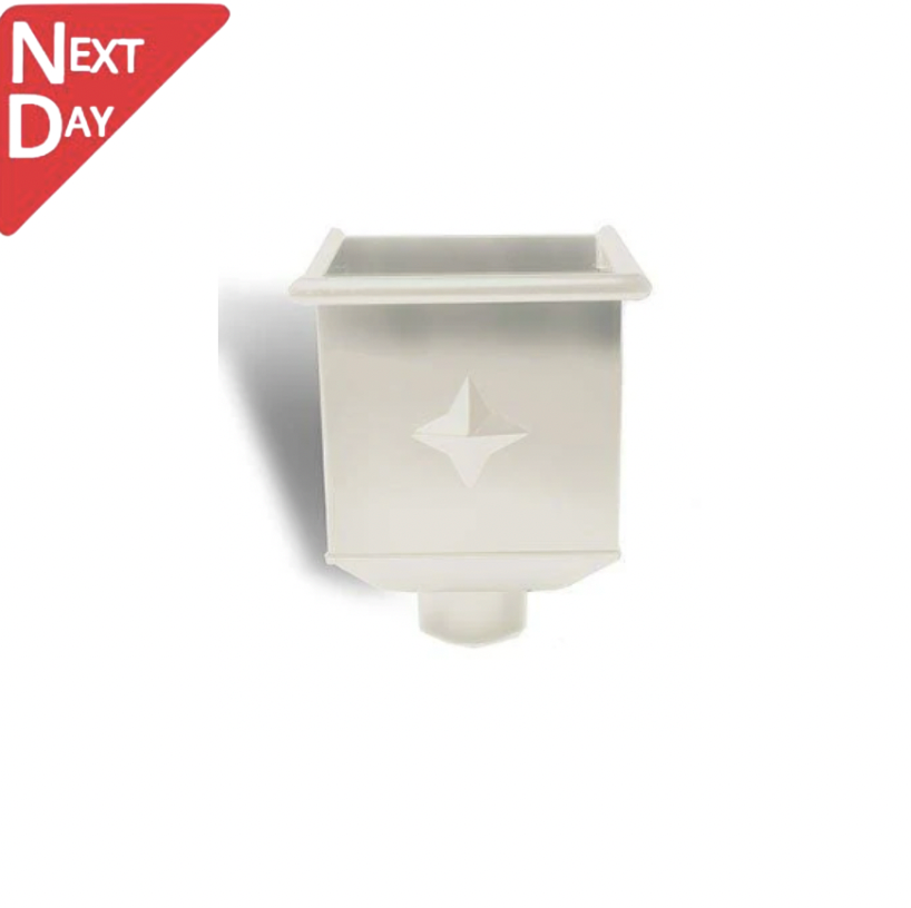 Grey WhiteCoated Galvanised Steel Hopper Head 230w x 230d x 300h with 80mm Outlet