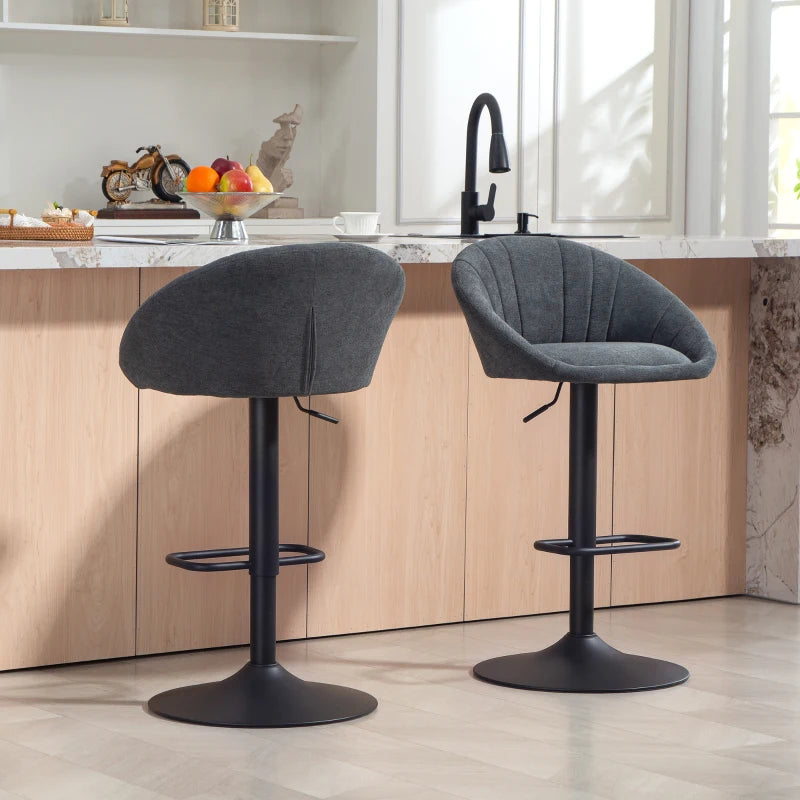 Set of 2 Dark Grey Relaxed Tub Bar Stools - Modern Design for Kitchen & Home Bar Seating