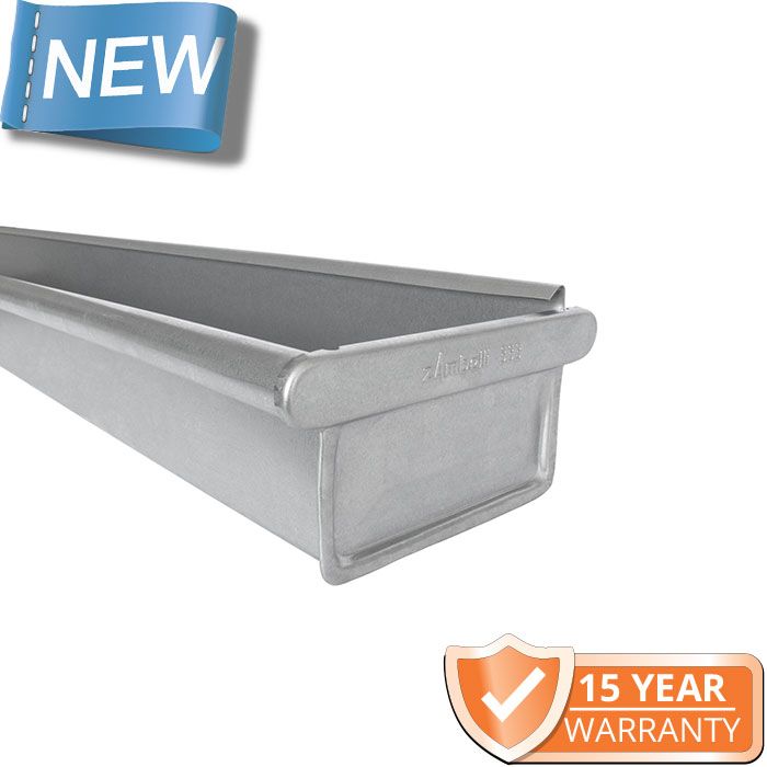 120x75mm Box Profile Galvanised Steel Gutter - Pre-Fab RH Stop End Including 1m Length