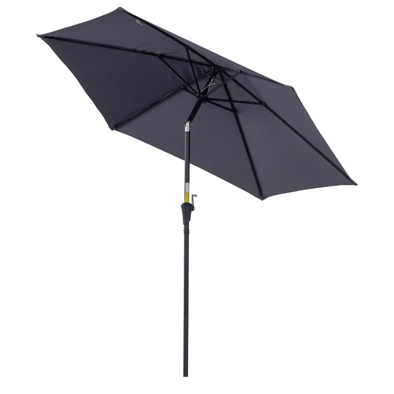 Grey 2.6M Tilt Crank Garden Parasol Umbrella