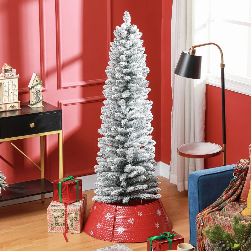 5ft Snowy Pencil Christmas Tree - Elegant White Artificial Holiday Decor for Festive Home Decoration