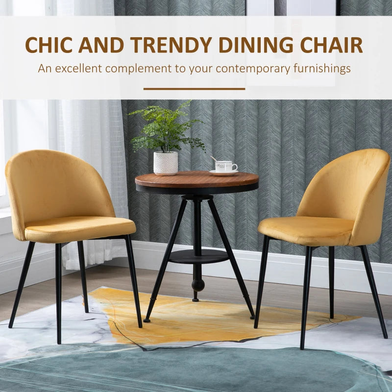 Contemporary Yellow Dining Chairs Set of 2 - Soft Fabric Seat & Back for Office, Kitchen, Living Room