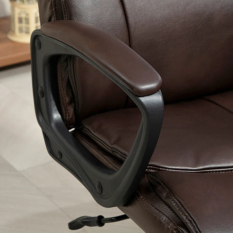Executive Faux Leather Office Chair - Height Adjustable, Swivel Wheels, Tilt Function - Brown Desk Chair for Home Office & Study