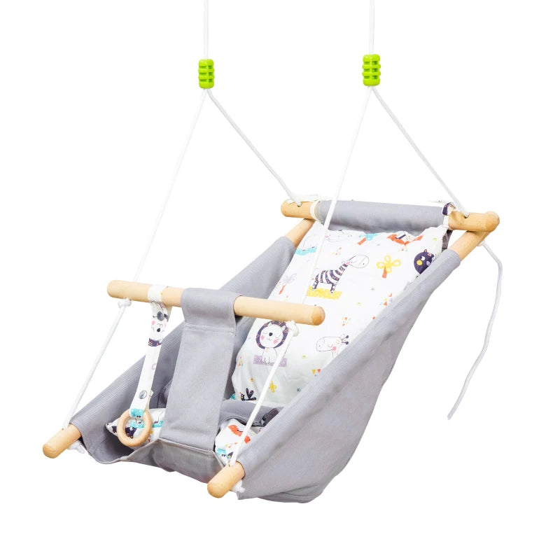 Grey Baby Swing Hammock Chair with Cotton-Padded Pillow