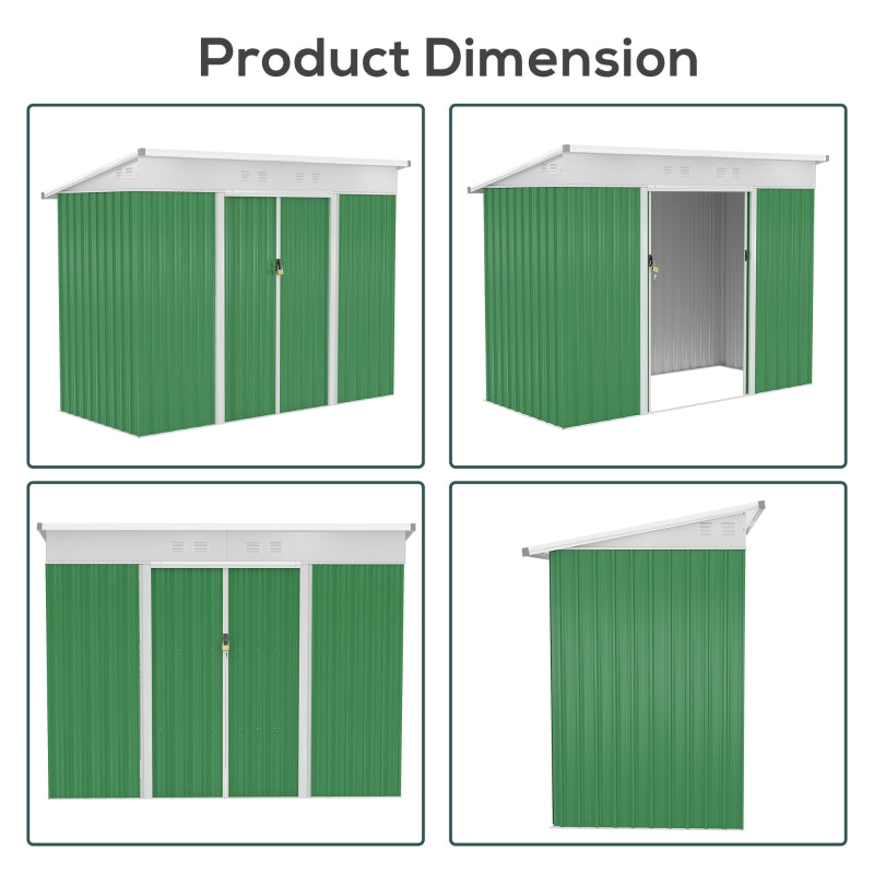 7.6ft x 4.3ft Light Green Garden Storage Shed