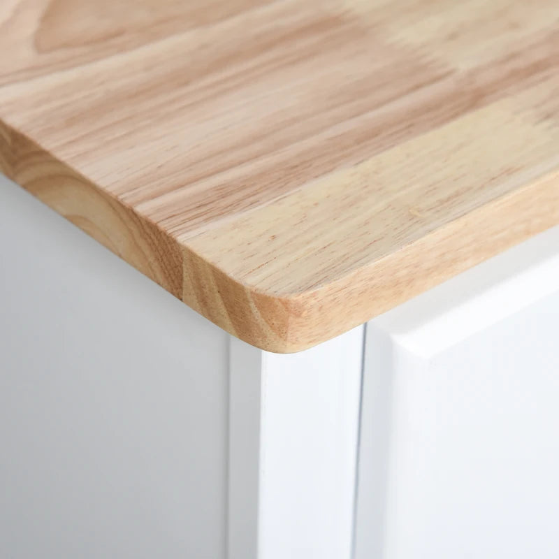 Freestanding Kitchen Cupboard with Glass Doors & 2 Drawers - Stylish White Storage Cabinet for Microwave & Kitchen Essentials