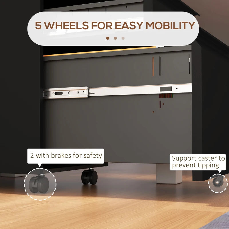 Vinsetto Mobile 3-Drawer Filing Cabinet with Lock - Steel Under Desk Storage for A4, Legal & Letter Size - Black