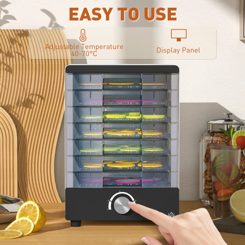 Premium Seven Tray Food Dehydrator - Adjustable 40-70°C Temperature Control - Compact White Design for Healthy Snacks