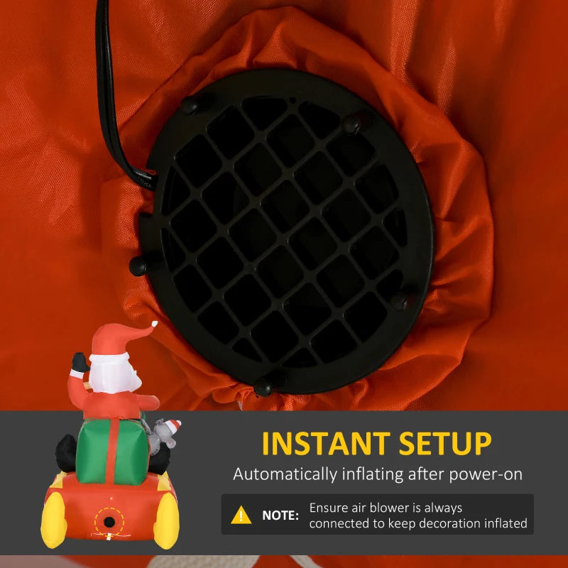 4ft Inflatable Santa Sleigh with Reindeer - Christmas Garden Decoration, Blow Up Xmas Décor for Holiday Cheer