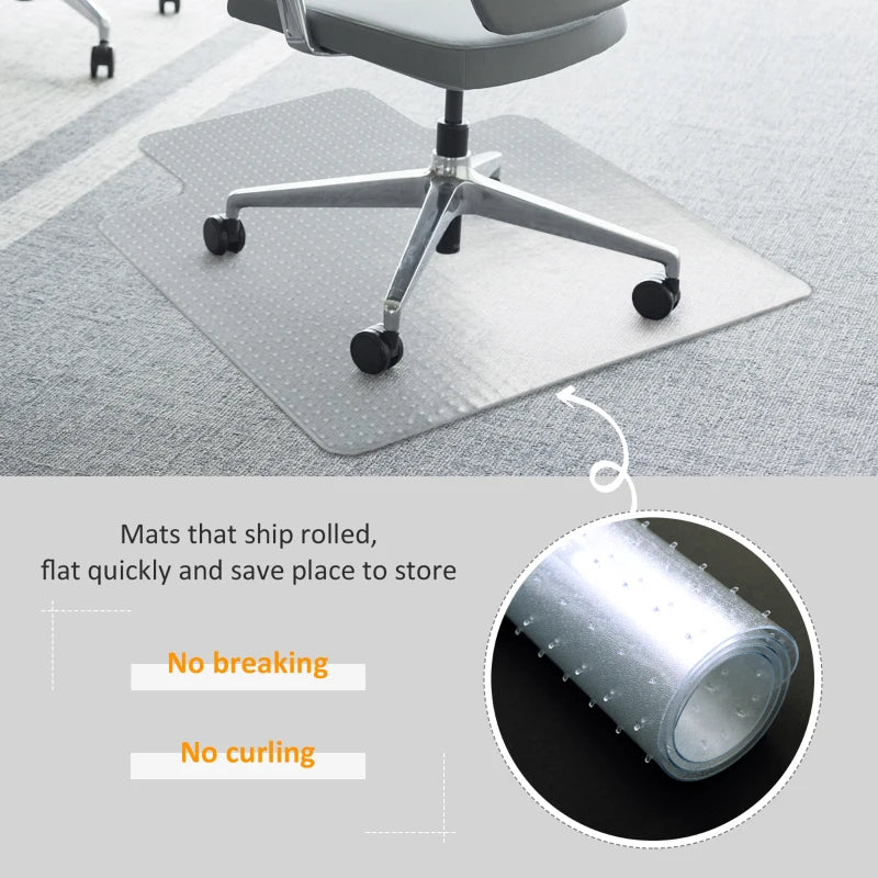 Clear Office Chair Mat for Carpet & Hard Floors - 90x120 cm, Non-Slip, BPA & Phthalate Free, Durable Floor Protector