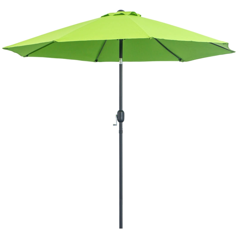 Green Tilting Garden Parasol Umbrella with Fibreglass Ribs