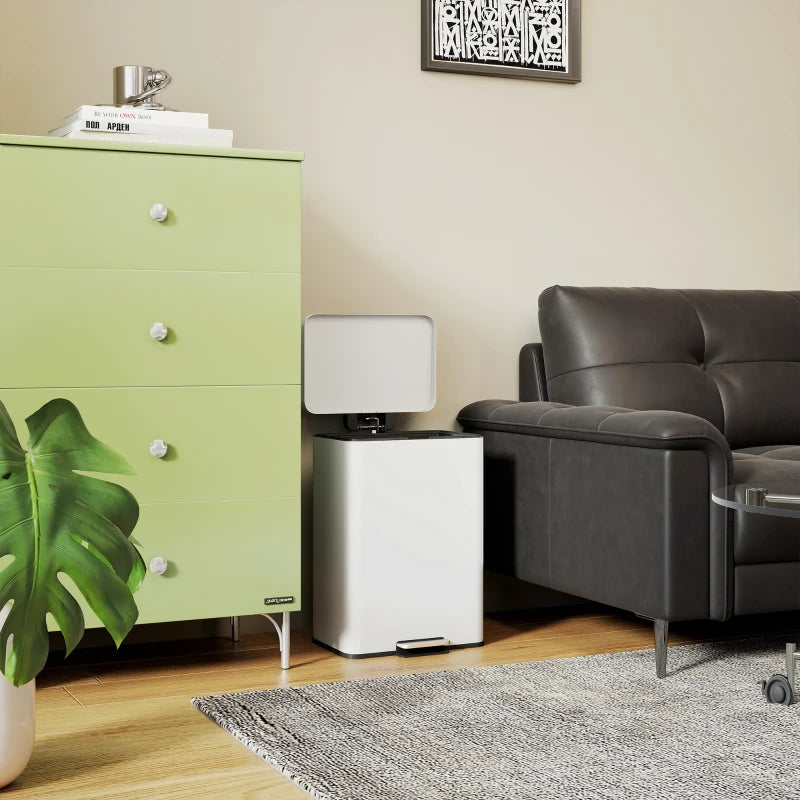 20L Cream Kitchen Bin with Soft-Close Lid, Stay-Open Function & Removable Inner Bucket - Ideal for Home & Office