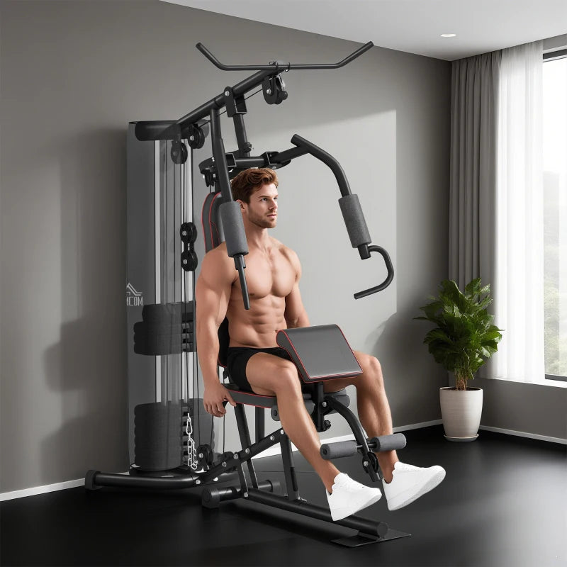 Multifunctional Home Gym Equipment Workout Station with Chest Press Butterfly Press and Leg Developer 45kg Weight Stack Full Body Fitness Machine